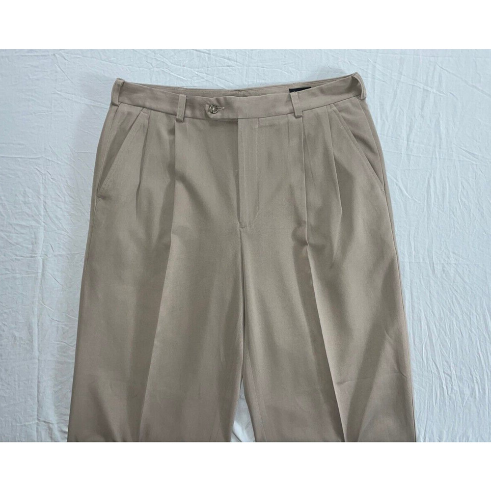 IZOD Pleated Microfiber Chino Dress Pants, Slacks. Brown, Men's 36X30.5. EUC!! - Picture 5 of 9